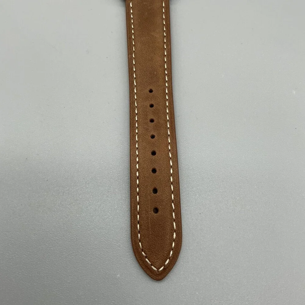 Vintage 1970s Timex Electric Mens Watch 38mm Brown Dial Day Date Leather Strap